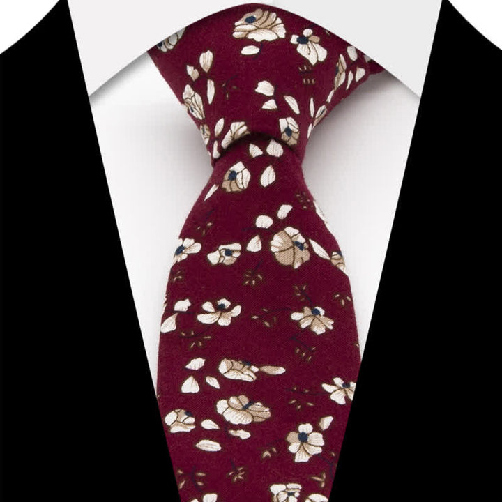 Ensemble de 3 cravates en coton à motif cachemire et fleurs pour homme