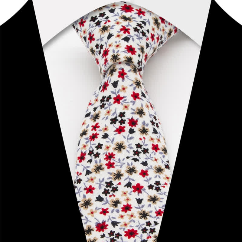 Ensemble de 3 cravates en coton à motif cachemire et fleurs pour homme