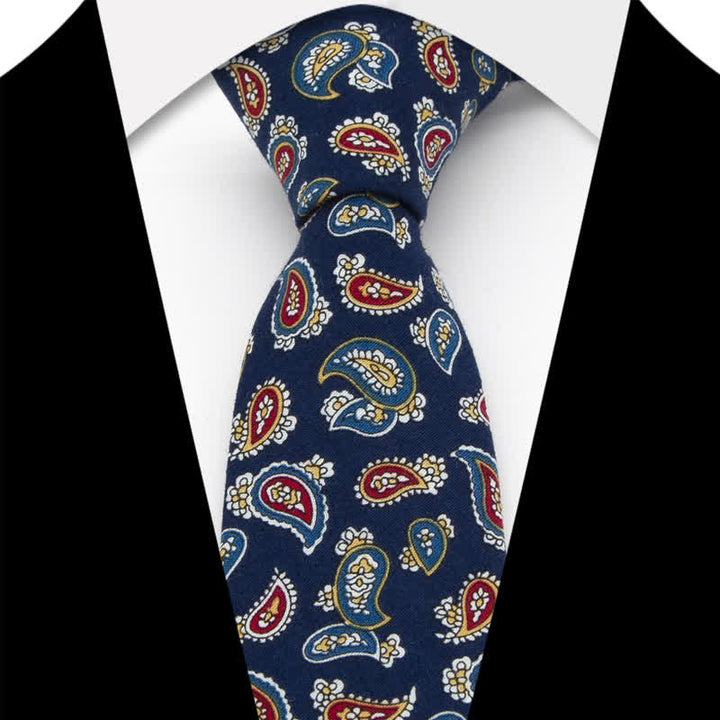 Ensemble de 3 cravates en coton à motif cachemire et fleurs pour homme
