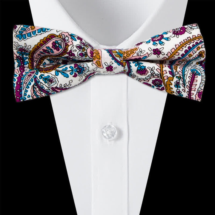 Ensemble de 3 cravates en coton à motif cachemire et fleurs pour homme