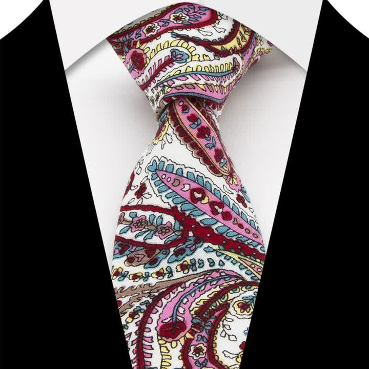 Ensemble de 3 cravates en coton à motif cachemire et fleurs pour homme