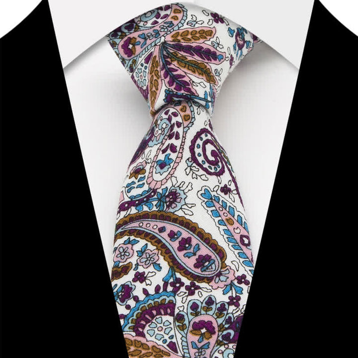 Ensemble de 3 cravates en coton à motif cachemire et fleurs pour homme