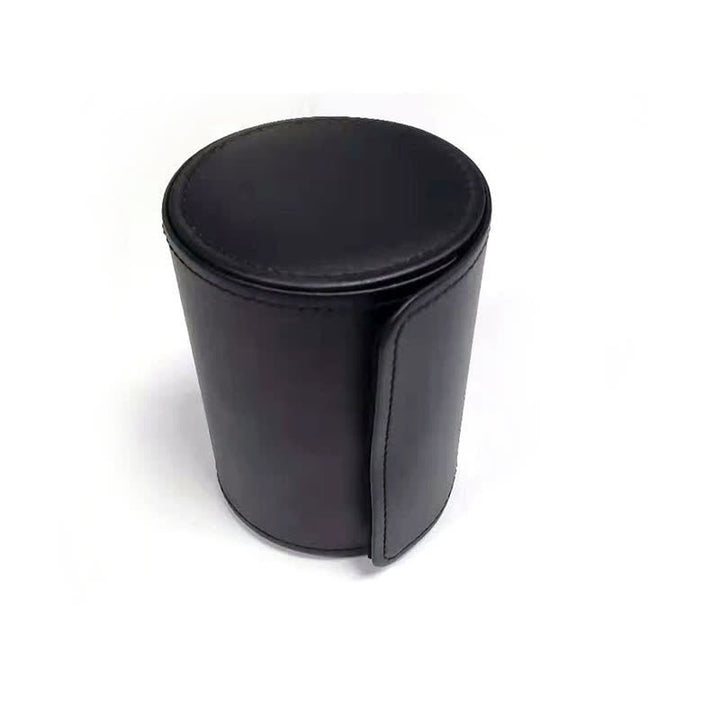 Boîte à cravate ronde noire avec boucle magnétique et étui en cuir