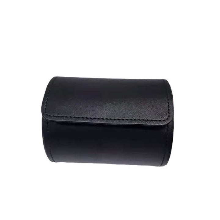 Boîte à cravate ronde noire avec boucle magnétique et étui en cuir