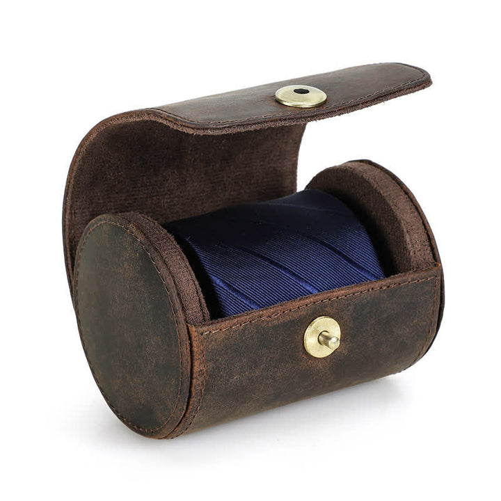 Étui en cuir véritable pour cravate simple Retro Box