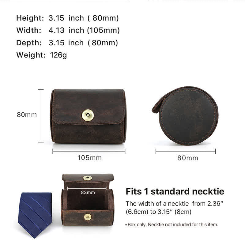 Étui en cuir véritable pour cravate simple Retro Box