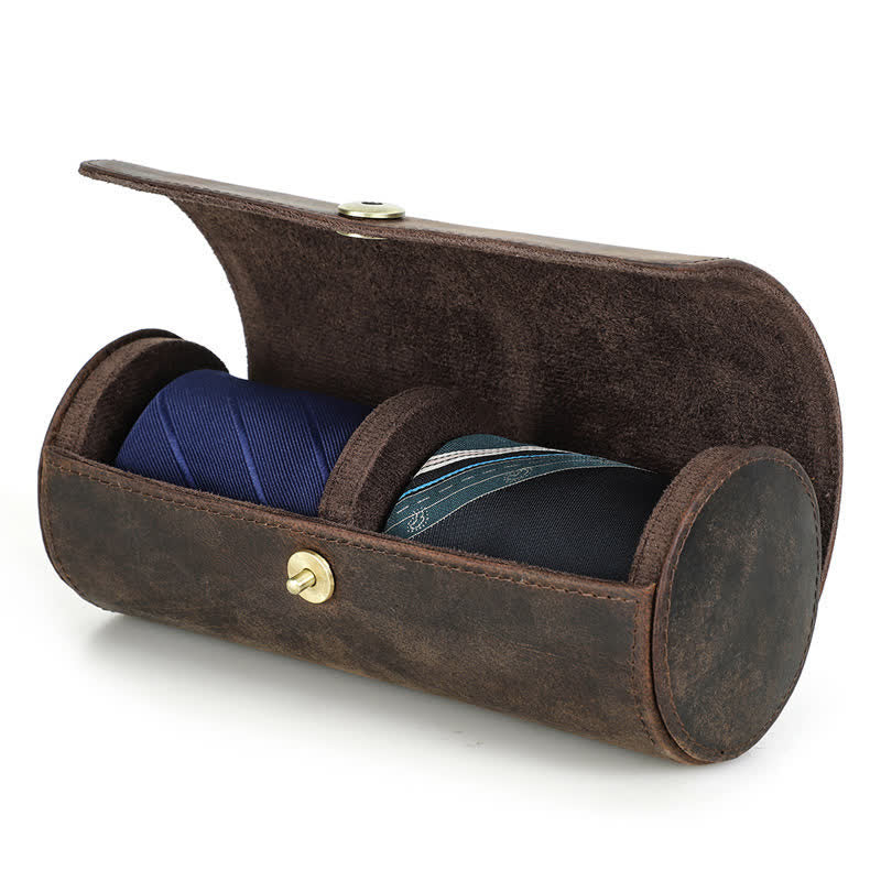 Étui en cuir véritable pour cravate Teo Retro Box