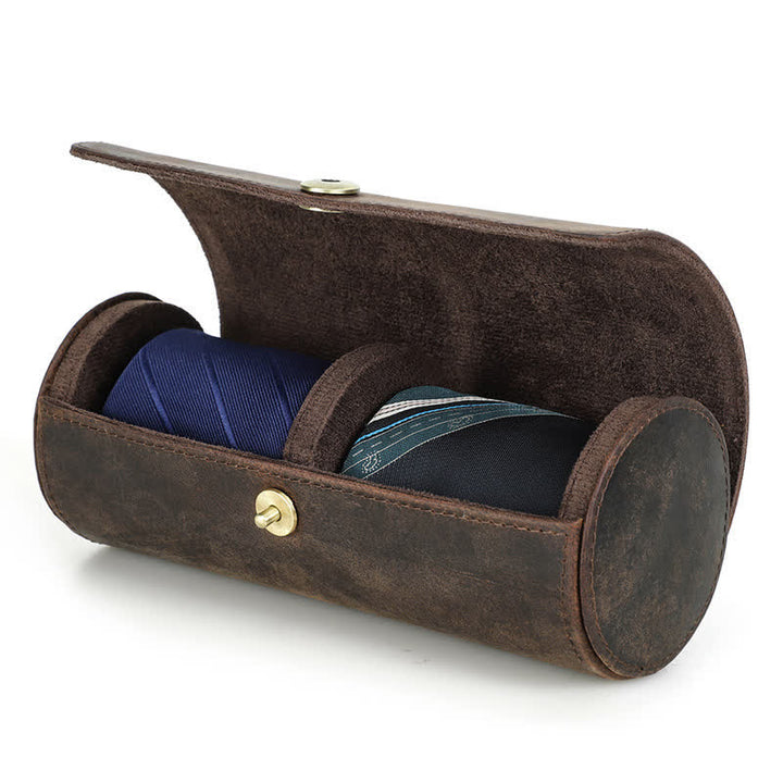 Étui en cuir véritable pour cravate Teo Retro Box