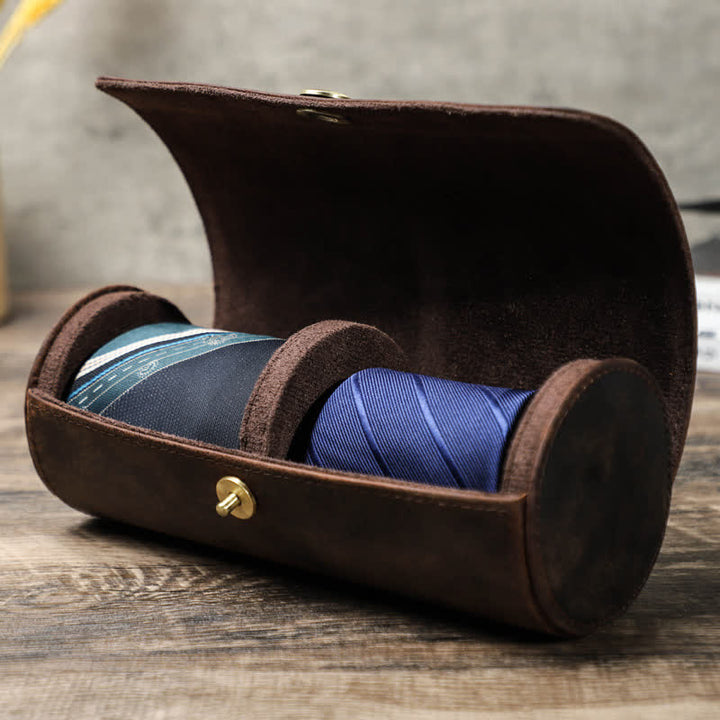 Étui en cuir véritable pour cravate Teo Retro Box