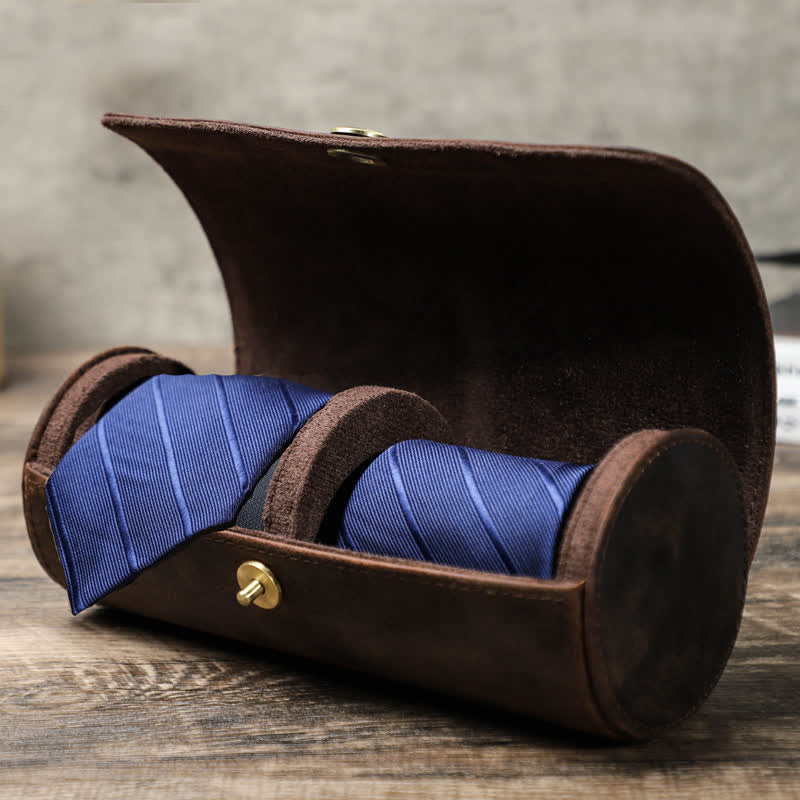 Étui en cuir véritable pour cravate Teo Retro Box