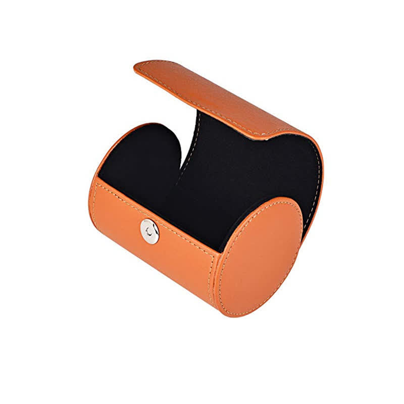 Boîte de rangement pour cravates rondes orange en cuir PU