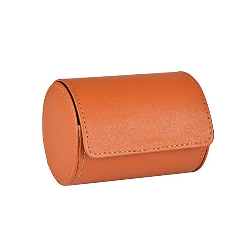 Boîte de rangement pour cravates rondes orange en cuir PU