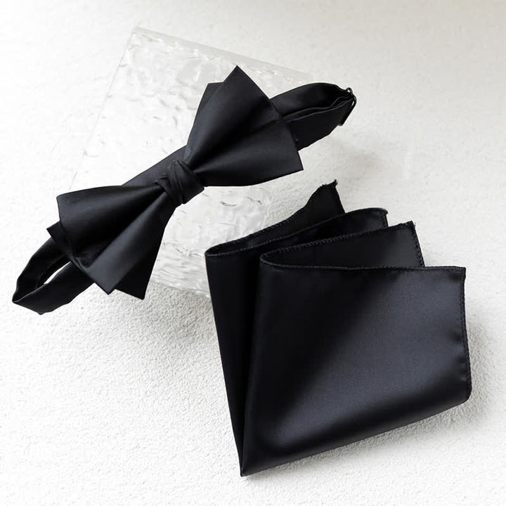 Lot de 2 mouchoirs à fleurs élégants pour hommes avec nœud papillon double épaisseur