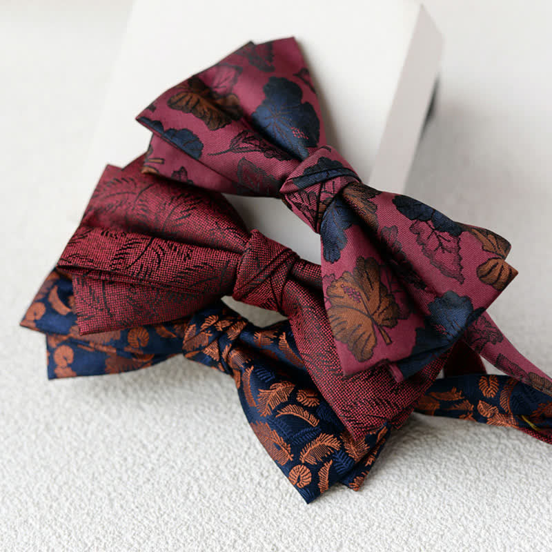 Lot de 2 mouchoirs à fleurs élégants pour hommes avec nœud papillon double épaisseur
