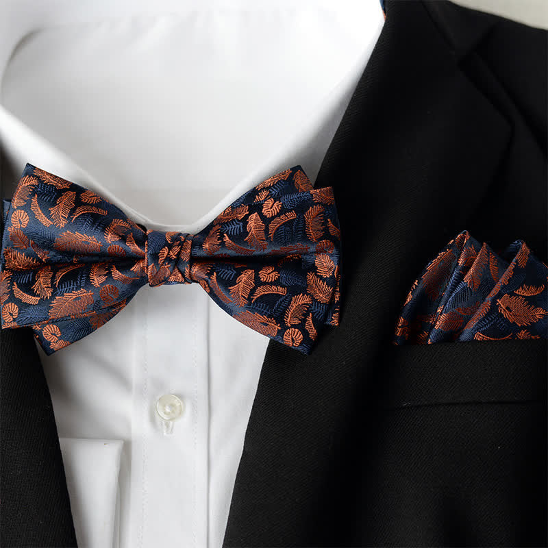 Ensemble de 2 pièces pour homme : mouchoir élégant à fleurs et nœud papillon double épaisseur - Style n° 16 - Nœud papillon + mouchoir - image 17