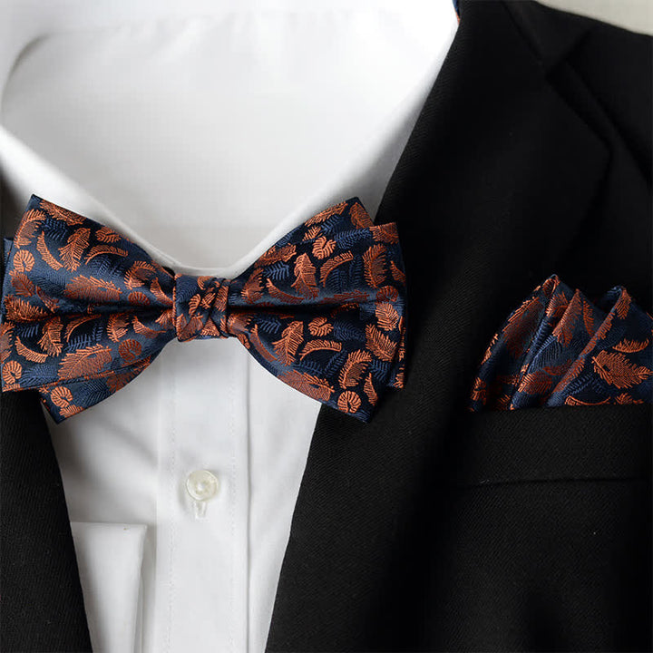 Ensemble de 2 pièces pour homme : mouchoir élégant à fleurs et nœud papillon double épaisseur - Style n° 16 - Nœud papillon + mouchoir - image 17
