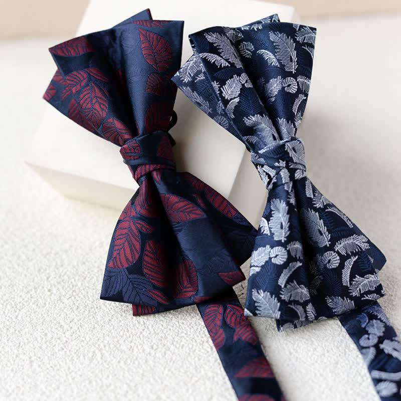 Lot de 2 mouchoirs à fleurs élégants pour hommes avec nœud papillon double épaisseur