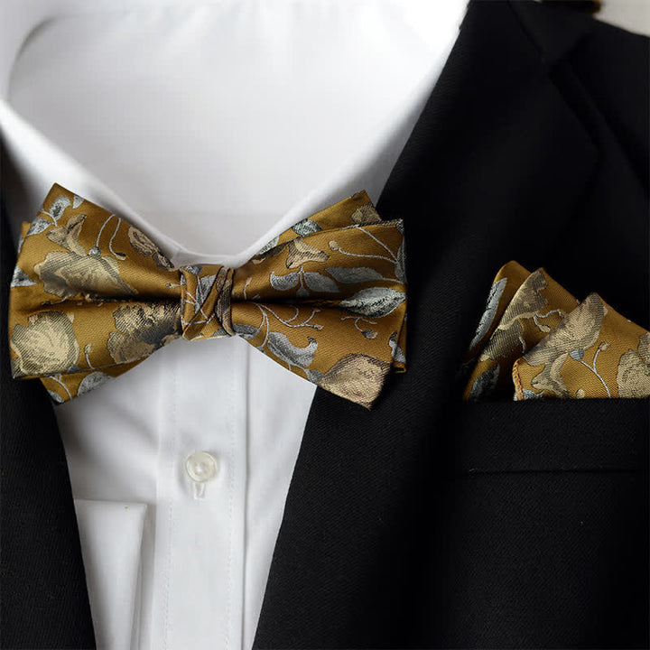 Ensemble de 2 pièces pour homme : mouchoir élégant à fleurs et nœud papillon double épaisseur - Style n° 9 - Nœud papillon + mouchoir - image 10