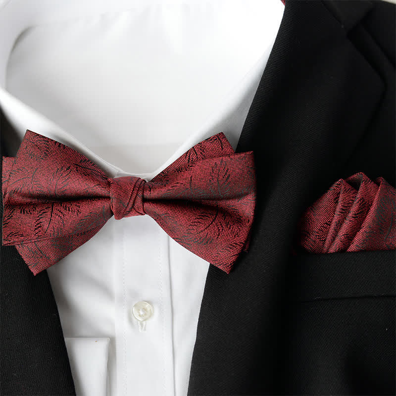 Ensemble de 2 pièces pour homme : mouchoir élégant à fleurs et nœud papillon double épaisseur - Style n° 10 - Nœud papillon + mouchoir - image 11