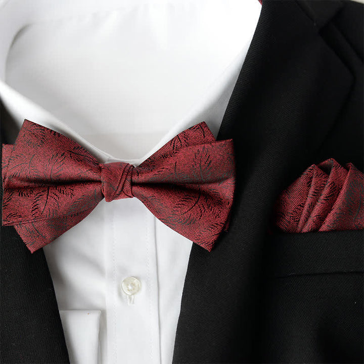 Ensemble de 2 pièces pour homme : mouchoir élégant à fleurs et nœud papillon double épaisseur - Style n° 10 - Nœud papillon + mouchoir - image 11