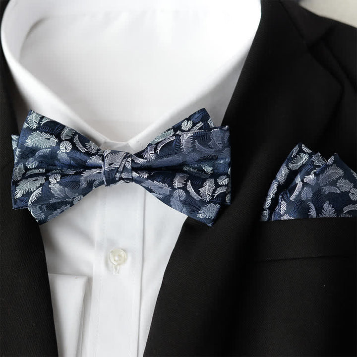 Ensemble de 2 pièces pour homme : mouchoir élégant à fleurs et nœud papillon double épaisseur - Style n° 14 - Nœud papillon + mouchoir - image 15