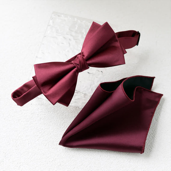 Lot de 2 mouchoirs à fleurs élégants pour hommes avec nœud papillon double épaisseur