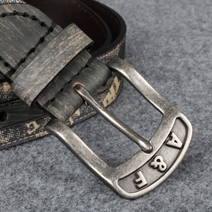 Ceinture en cuir style rétro avec lettres imprimées marron café