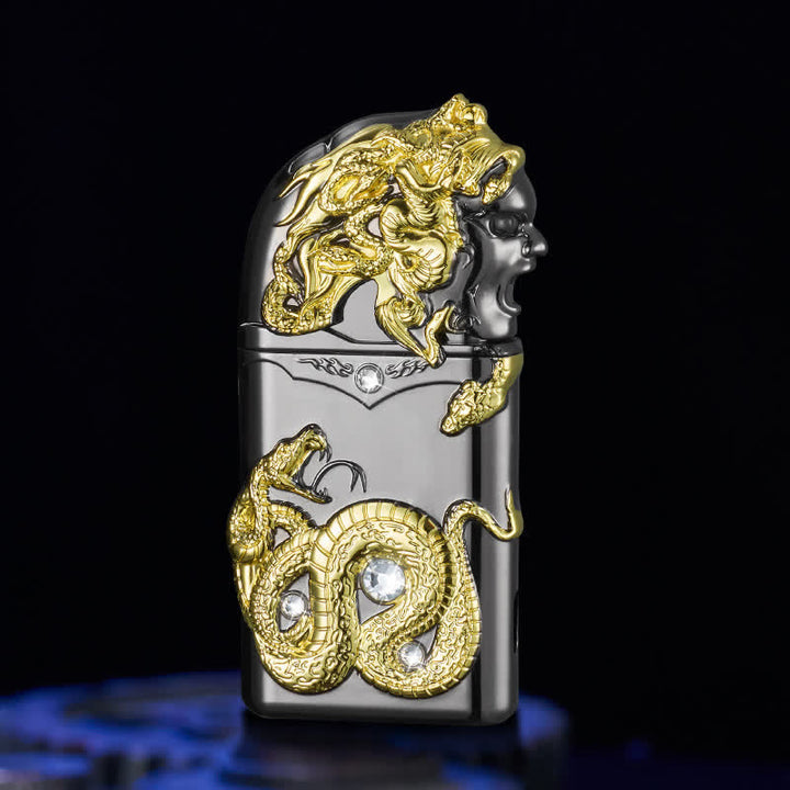 Briquet butane rechargeable en forme de serpent fantaisie avec strass