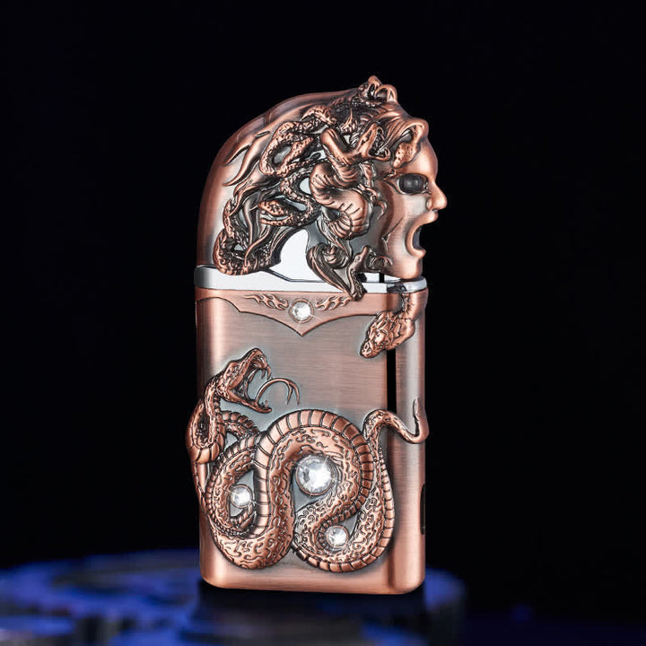 Briquet butane rechargeable en forme de serpent fantaisie avec strass