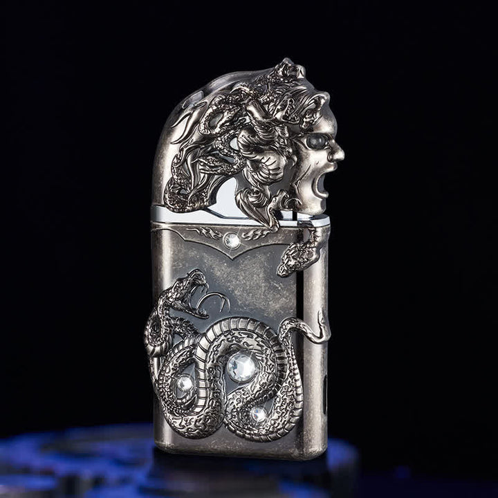 Briquet butane rechargeable en forme de serpent fantaisie avec strass