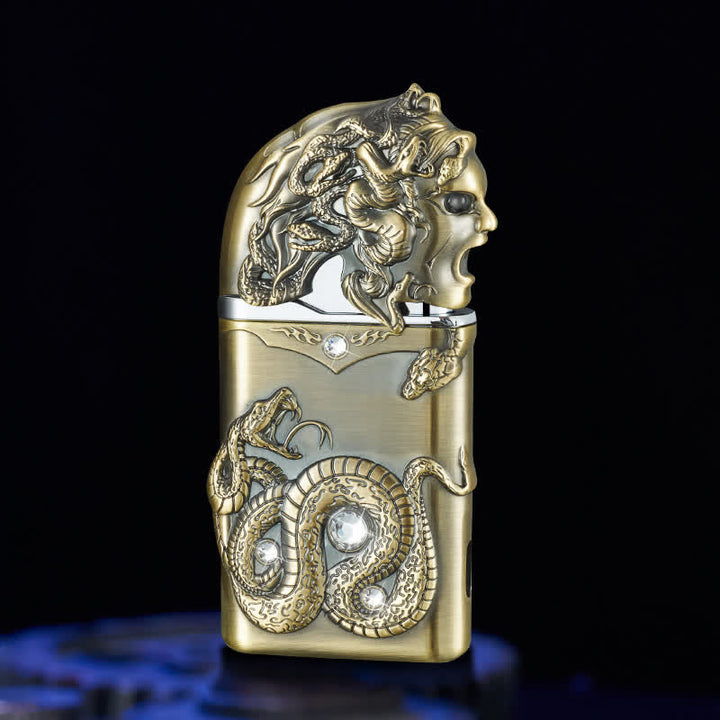 Briquet butane rechargeable en forme de serpent fantaisie avec strass