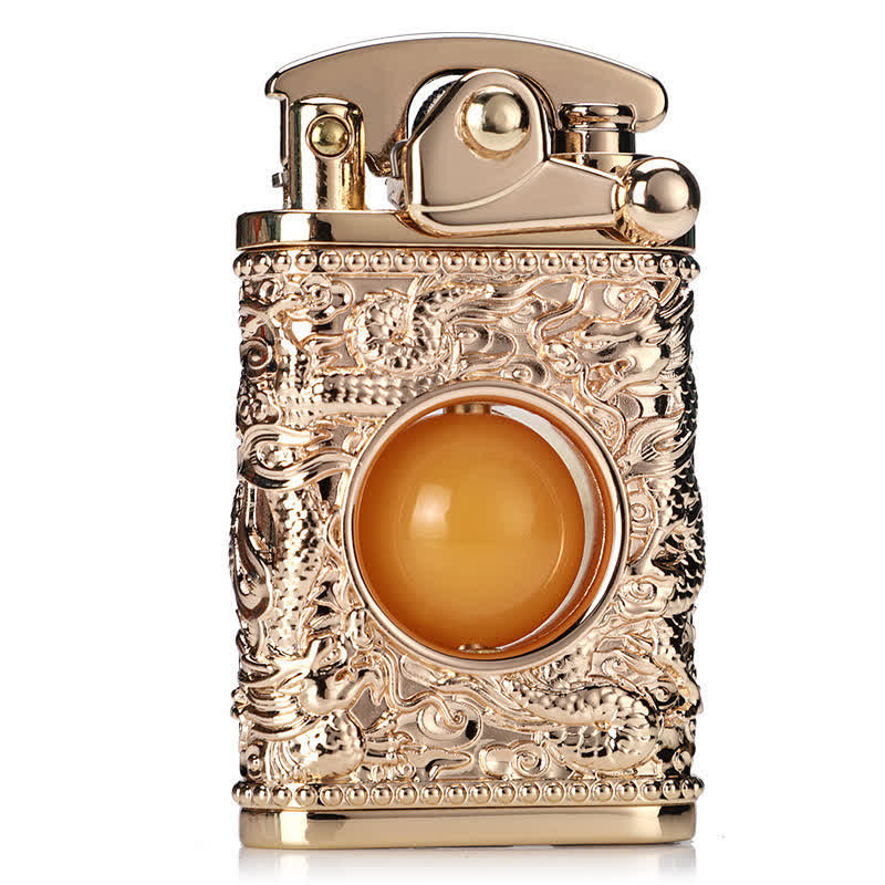 Briquet au butane rechargeable Dragon jouant avec une perle orange