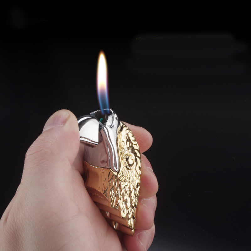 Briquet au butane rechargeable en forme de tête d'aigle créatif