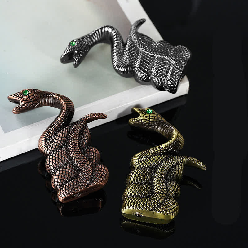 Briquet au butane rechargeable en forme de serpent spiralé