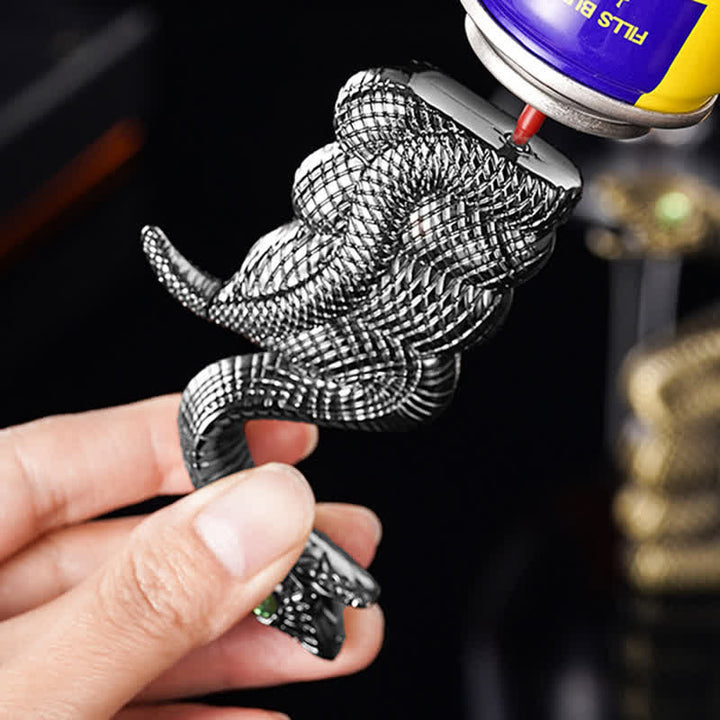 Briquet au butane rechargeable en forme de serpent spiralé