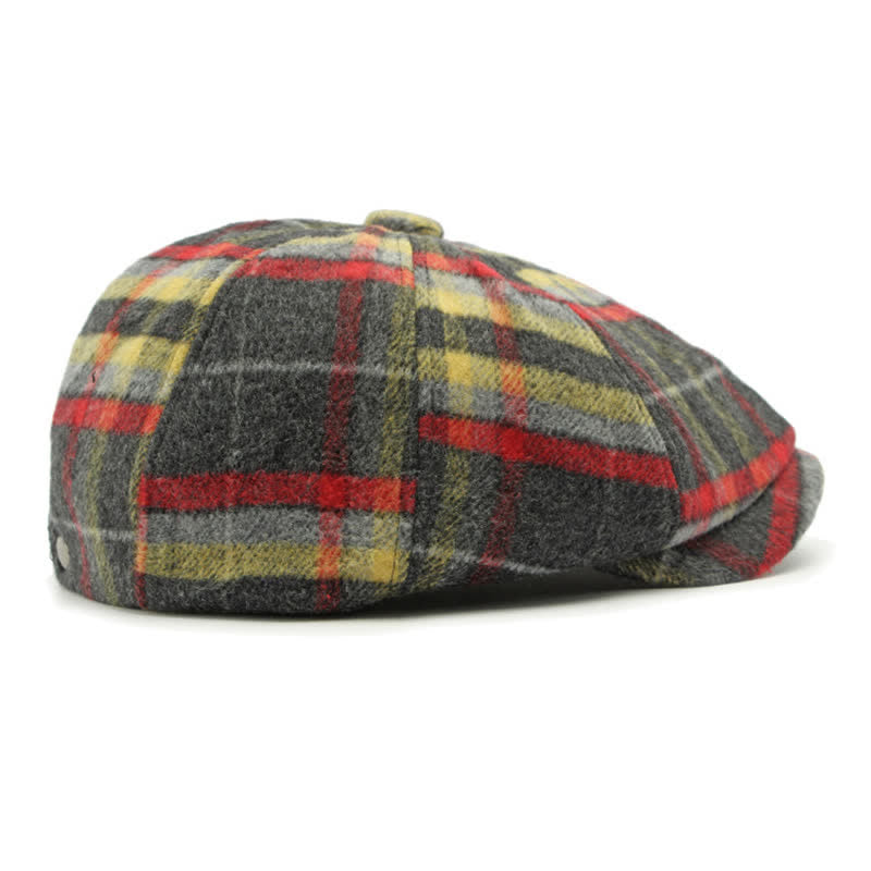 Casquette gavroche traditionnelle à carreaux à huit panneaux, béret britannique