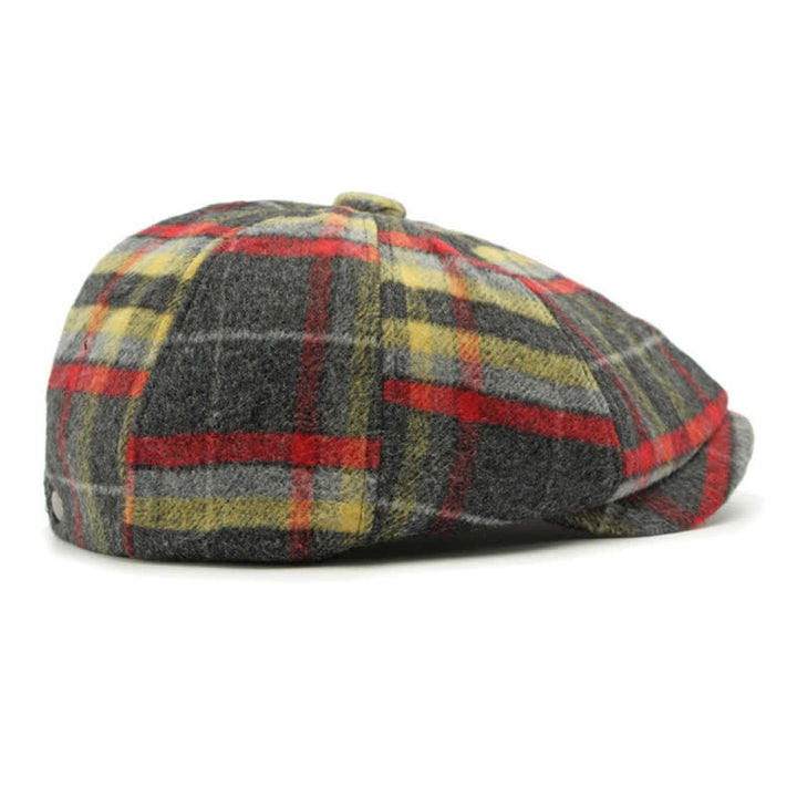 Casquette gavroche traditionnelle à carreaux à huit panneaux, béret britannique
