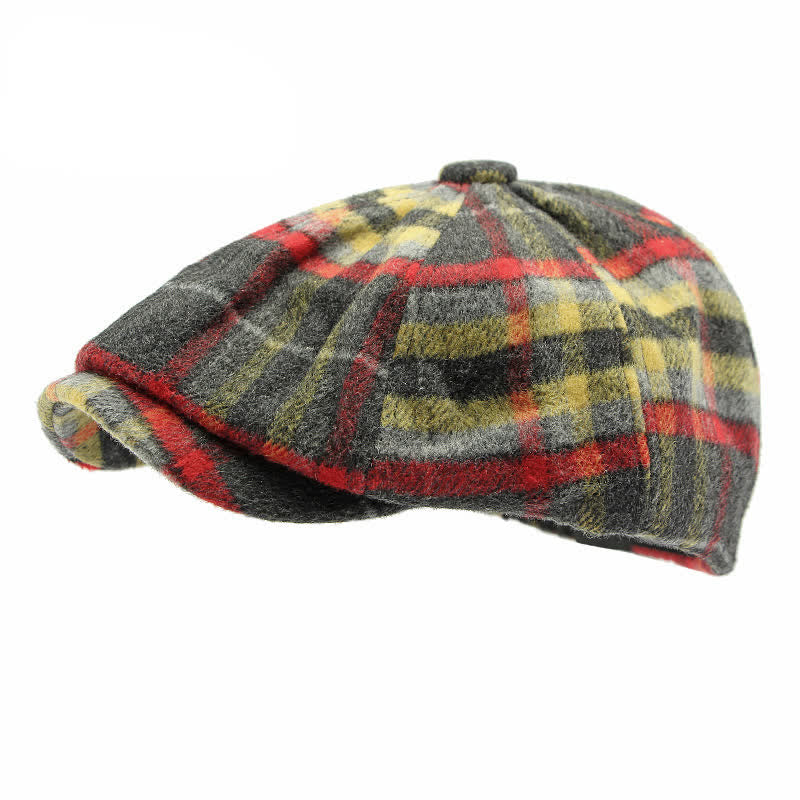 Casquette gavroche traditionnelle à carreaux à huit panneaux, béret britannique