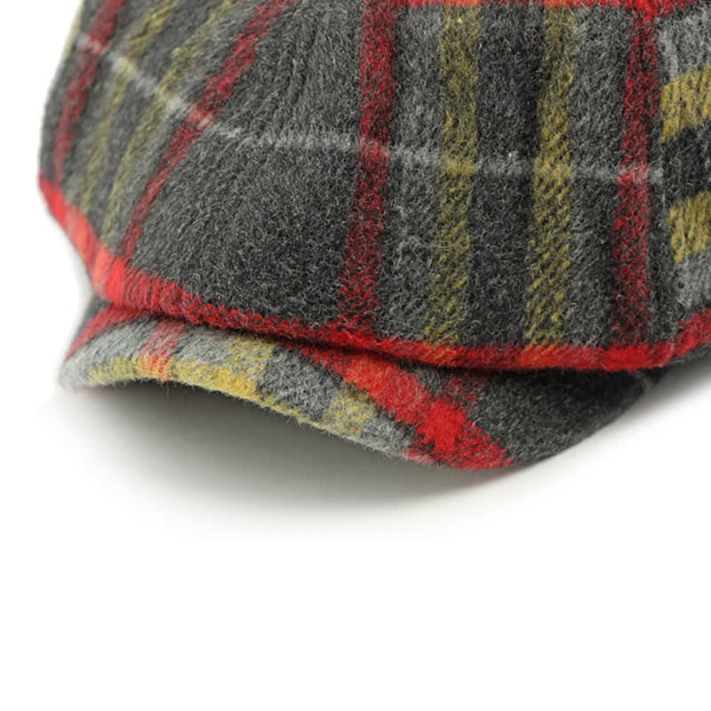 Casquette gavroche traditionnelle à carreaux à huit panneaux, béret britannique