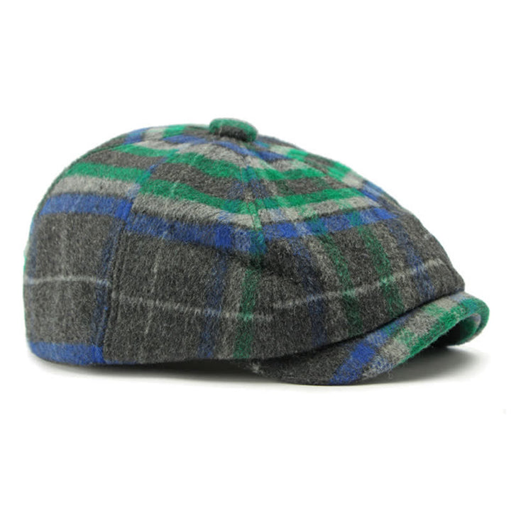 Casquette gavroche traditionnelle à carreaux à huit panneaux, béret britannique