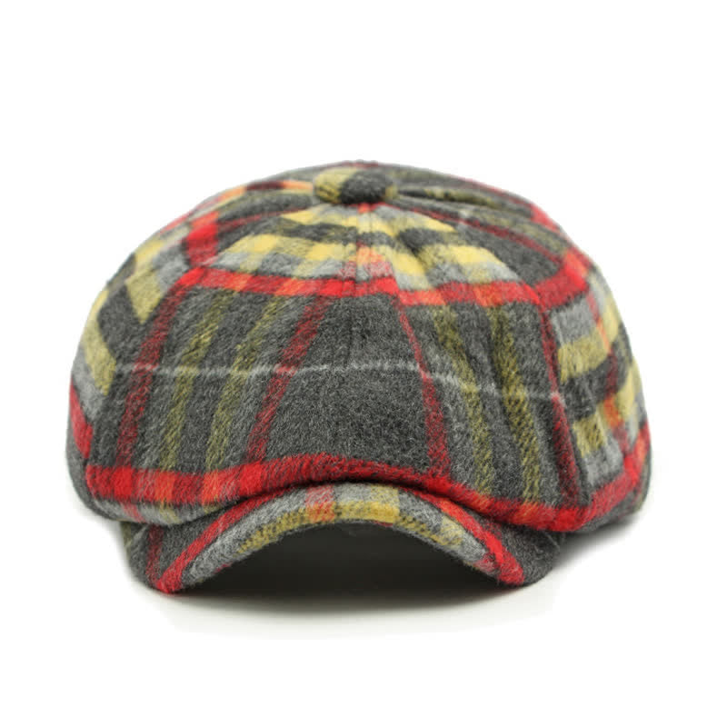 Casquette gavroche traditionnelle à carreaux à huit panneaux, béret britannique