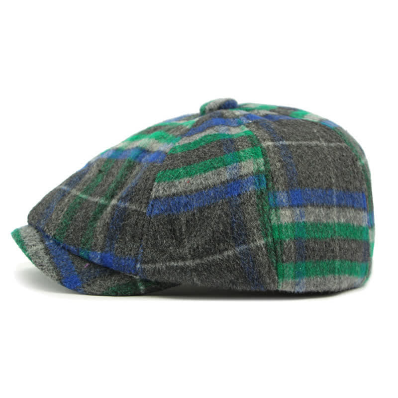 Casquette gavroche traditionnelle à carreaux à huit panneaux, béret britannique