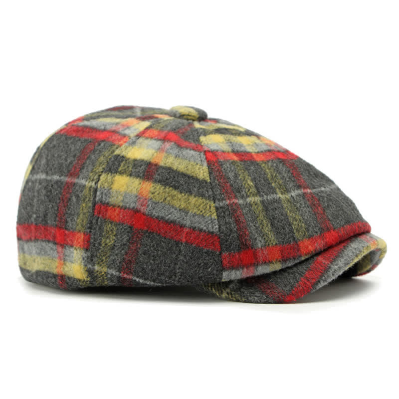 Casquette gavroche traditionnelle à carreaux à huit panneaux, béret britannique
