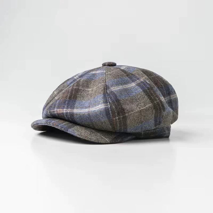 Béret octogonal classique à carreaux pour peintre et artiste - Gris et bleu - M (22"-22 7/8") - image 2