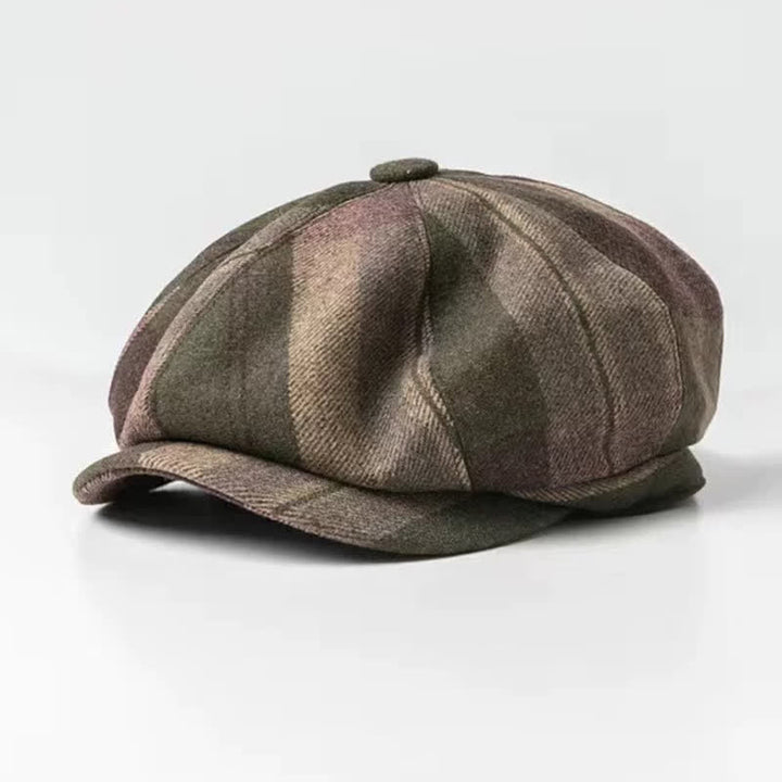 Béret octogonal classique à carreaux pour peintre et artiste - Vert armée - M (22"-22 7/8") - image 0