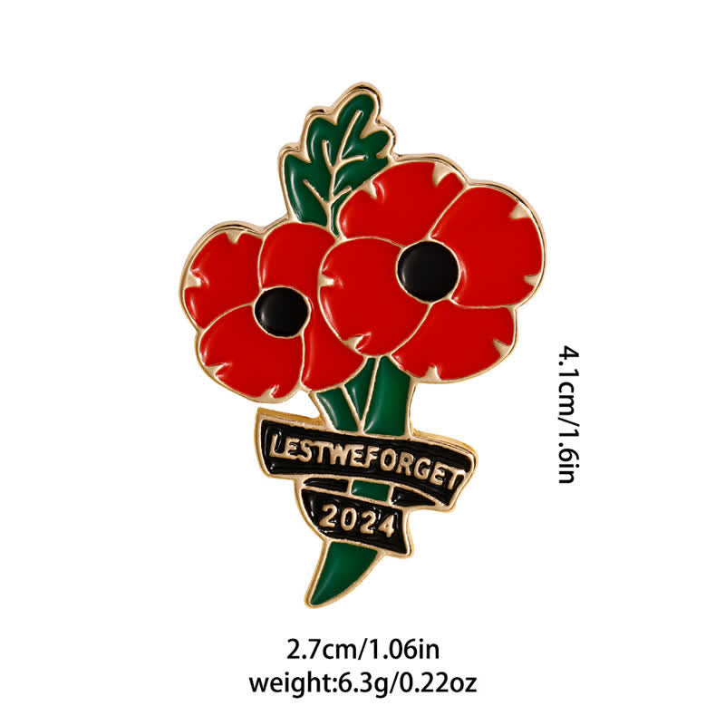 Broche coquelicot noir et rouge du Memorial Day Lest We Forget
