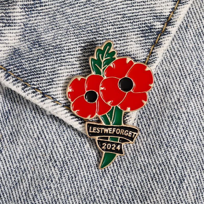 Broche coquelicot noir et rouge du Memorial Day Lest We Forget