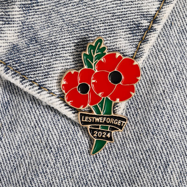 Broche coquelicot noir et rouge du Memorial Day Lest We Forget