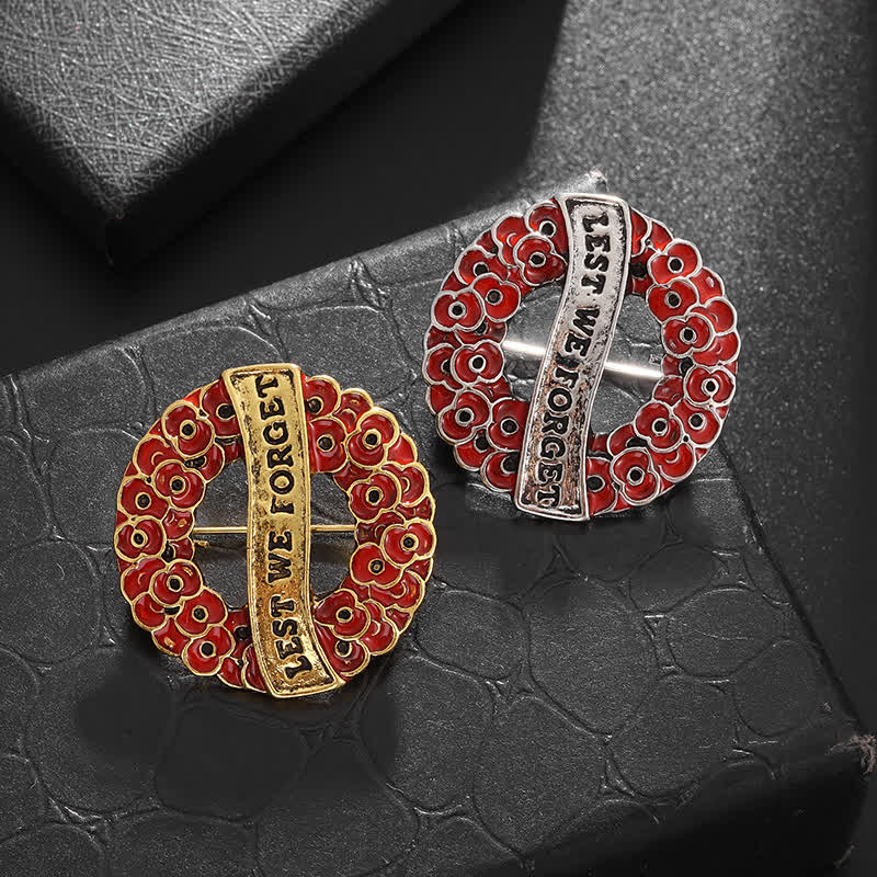 Couronne de coquelicots avec broche « Lest We Forget »