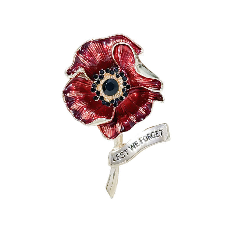 Broche coquelicot rouge « Jour du Souvenir, n'oublions pas »